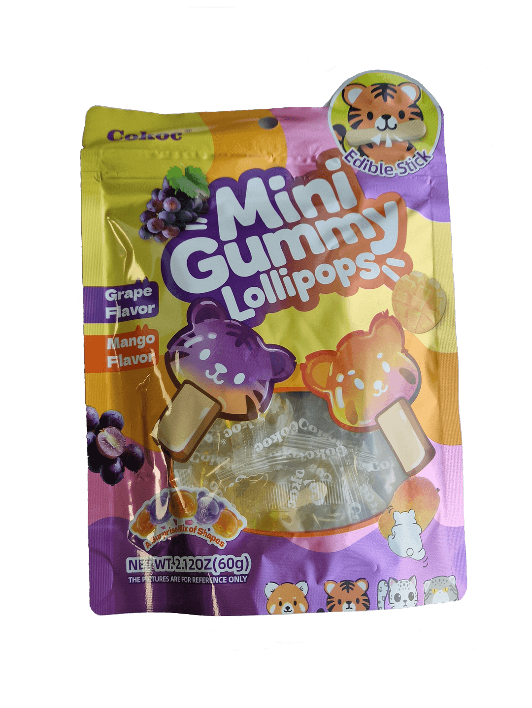 Gumi bonboni Lollipop grozdje in mango, Cokoc, 60 g