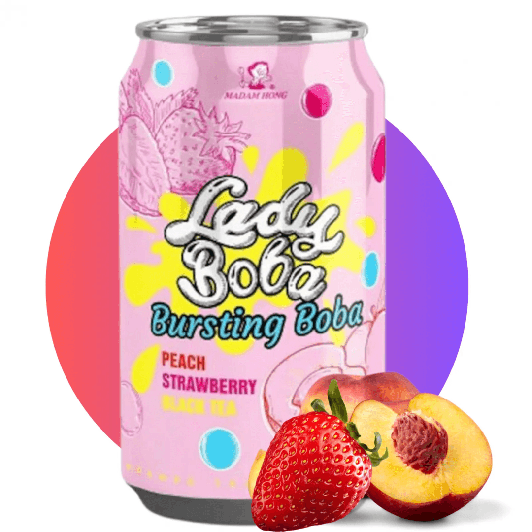 Boba čaj breskev in jagoda Lady Boba, Madam Hong, 320 ml