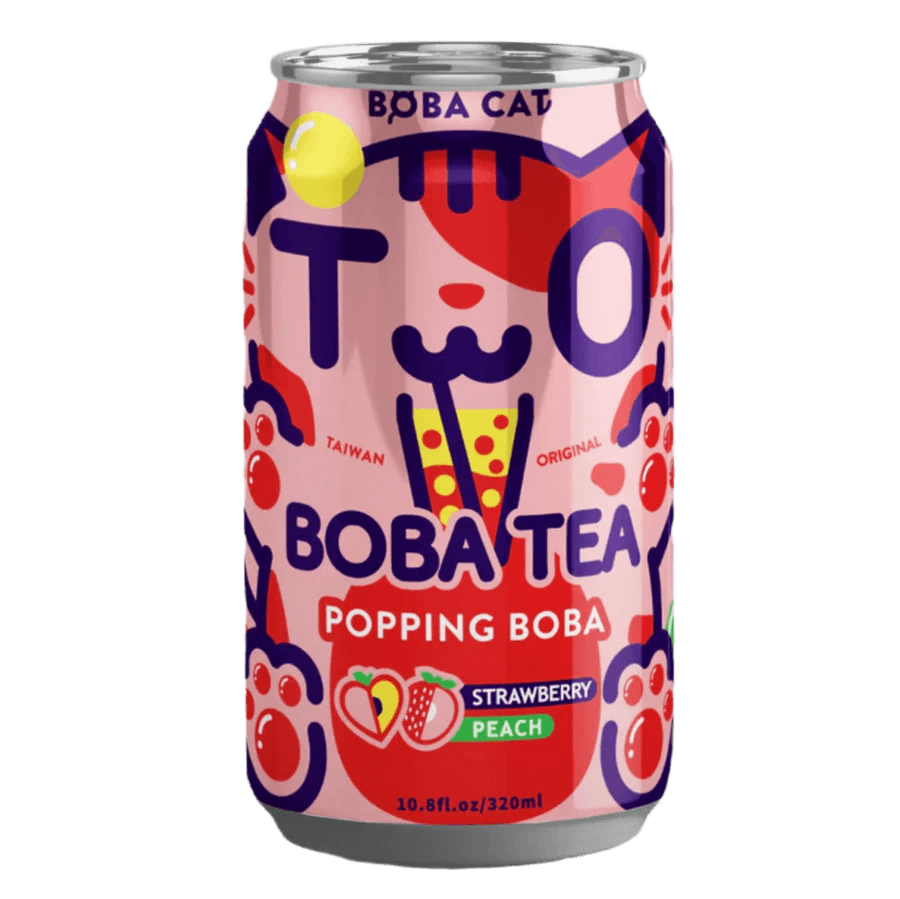 Boba čaj breskev in jagoda, Boba Cat, 320 ml