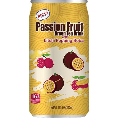 Boba čaj pasjonka in liči, Rico, 340 ml