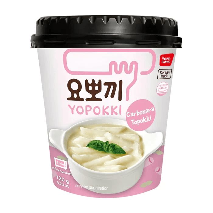 Korejski instant riževi svaljki Topokki Carbonara, Yopokki, 120 g