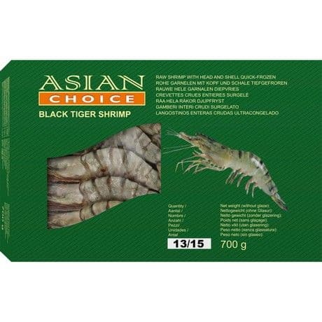 Black Tiger kozice neočiščene 13/15, Asian Choice, 700 g